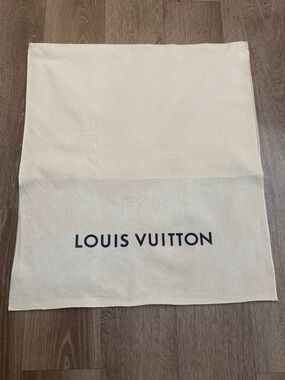 Louis Vuitton Cream Dust Bag with Black Logo